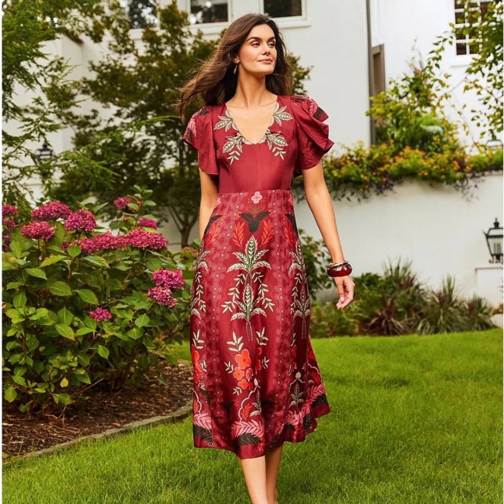 Johnny Was Annamay Floral Silk Dress.